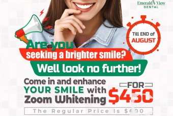 Zoom Whitening for $450 until the end of August